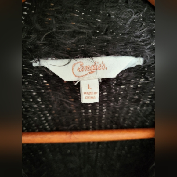 CANDIE'S | Black & White Shrug Sweater Size L - Picture 6 of 14